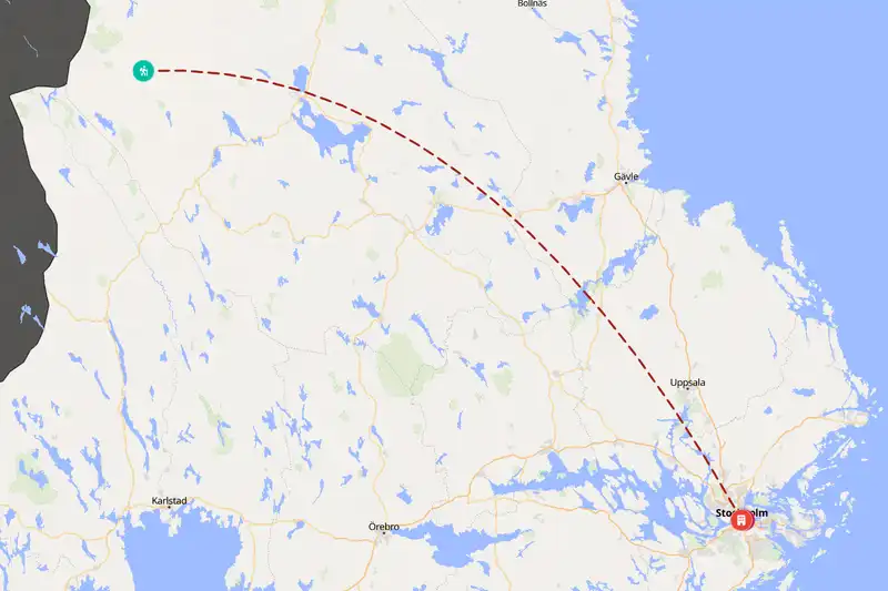 Example Sweden itinerary planner route