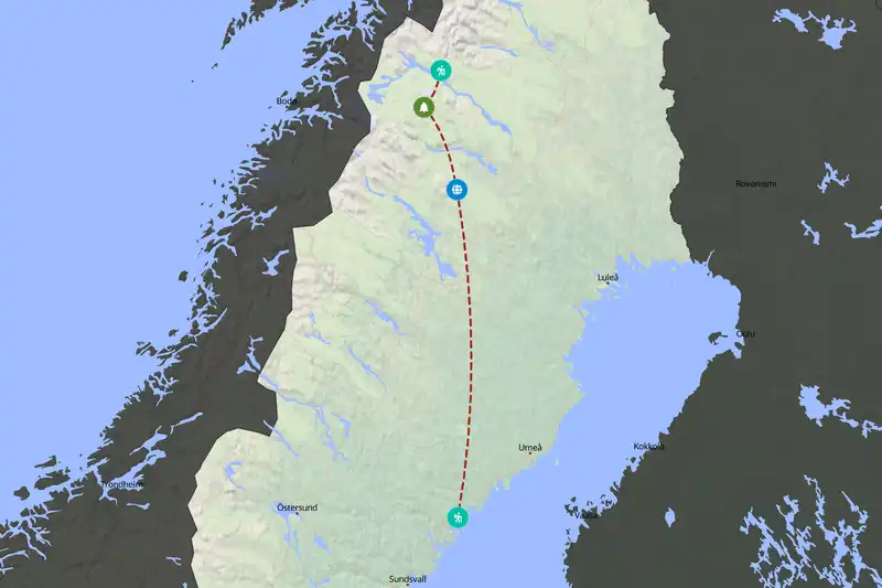Example Sweden itinerary planner route