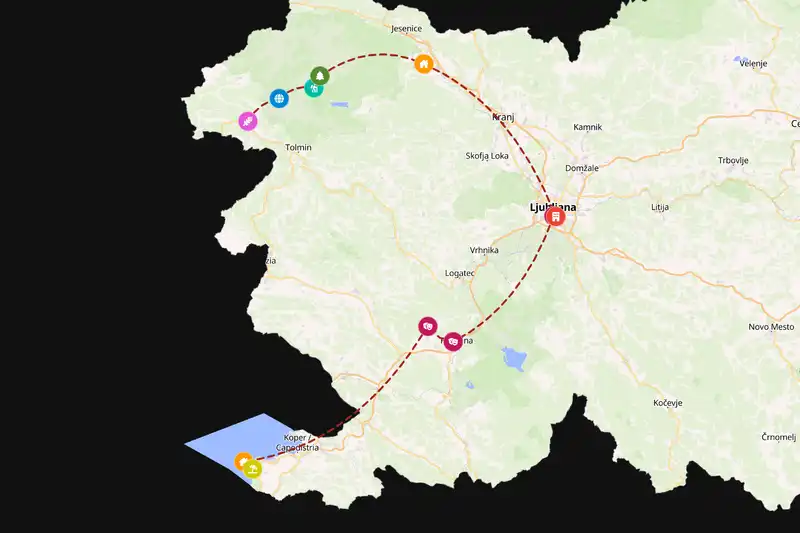 Example Slovenia itinerary planner route