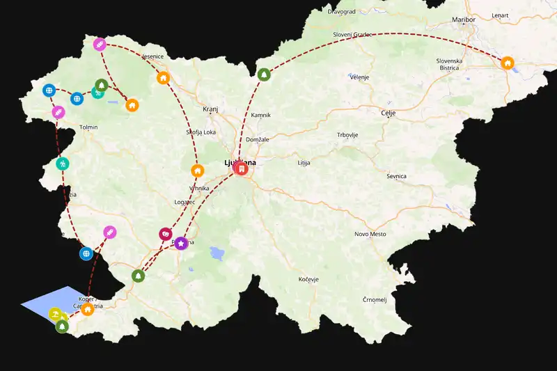 Example Slovenia itinerary planner route