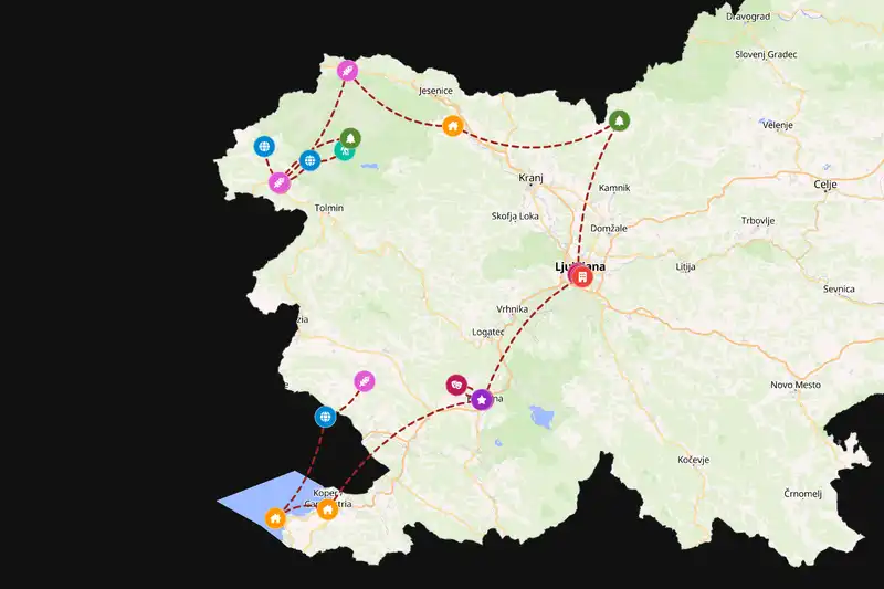 Example Slovenia itinerary planner route