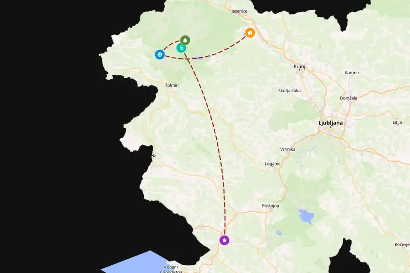 Example Slovenia itinerary planner route