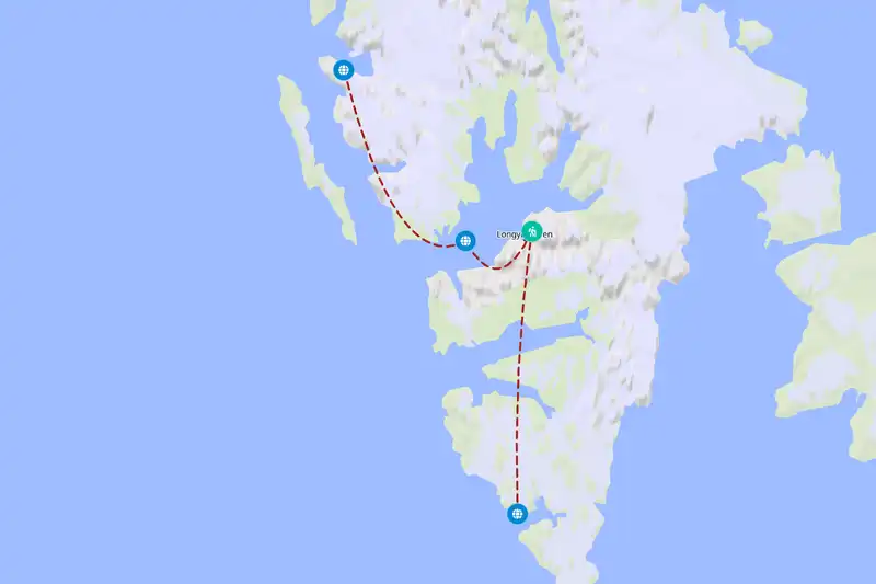 Example Svalbard itinerary planner route