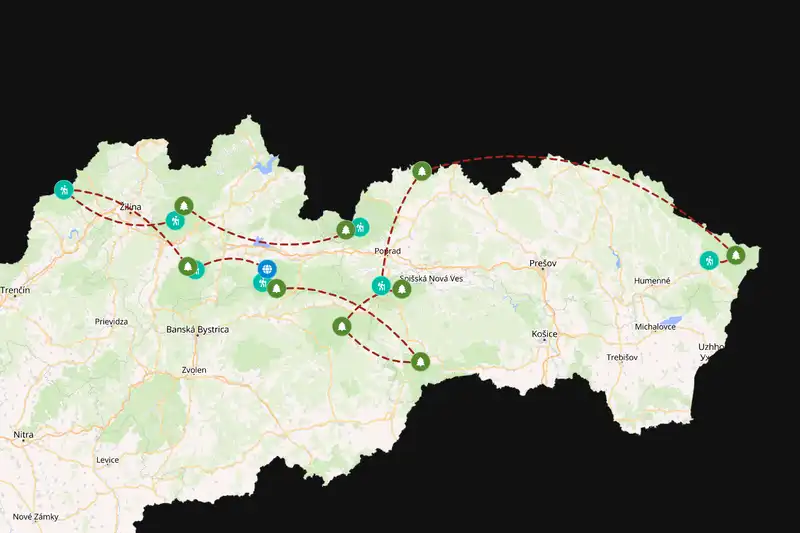 Example Slovakia itinerary planner route