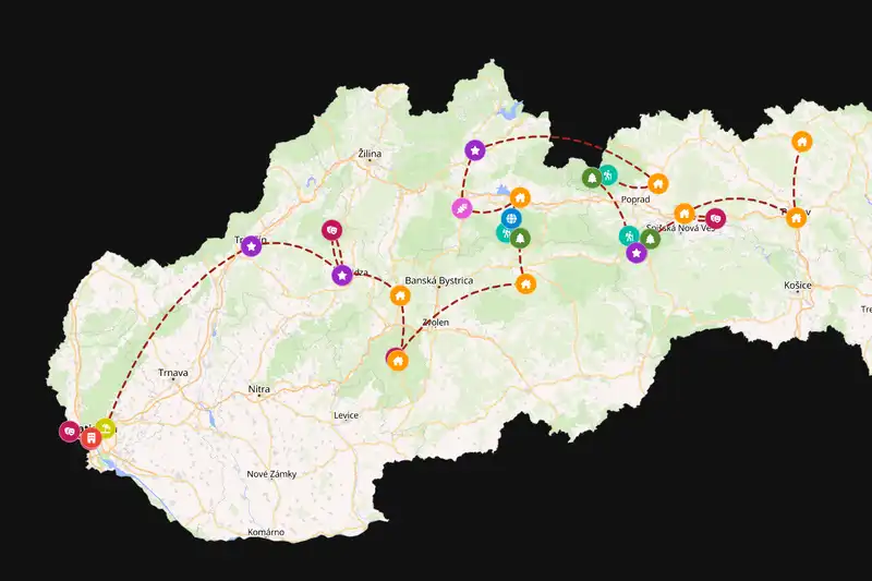 Example Slovakia itinerary planner route