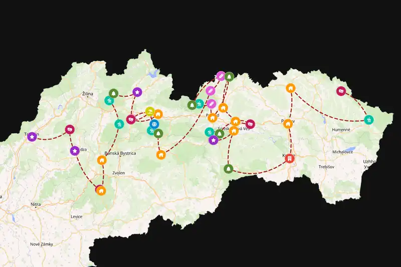 Example Slovakia itinerary planner route