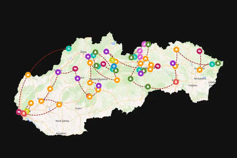Example Slovakia itinerary planner route