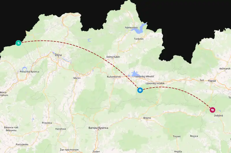 Example Slovakia itinerary planner route