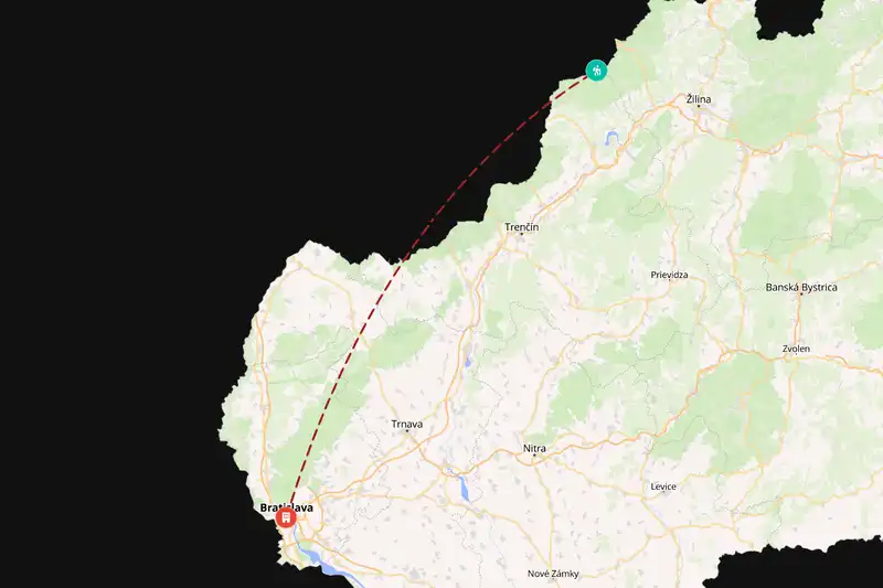 Example Slovakia itinerary planner route