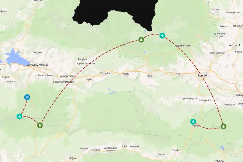 Example Slovakia itinerary planner route