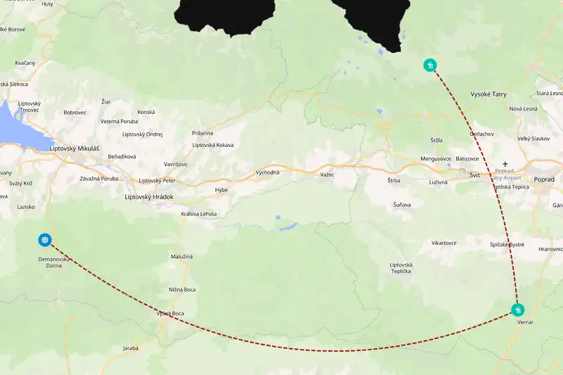 Example Slovakia itinerary planner route