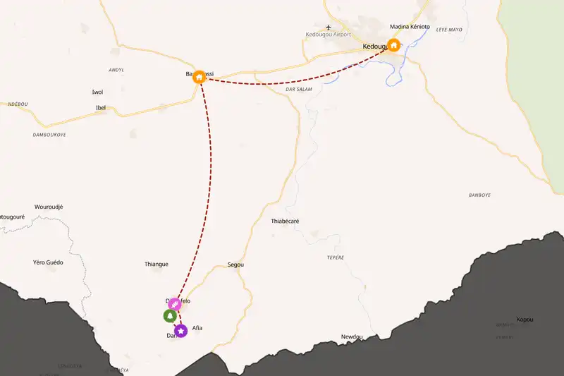 Example Senegal itinerary planner route