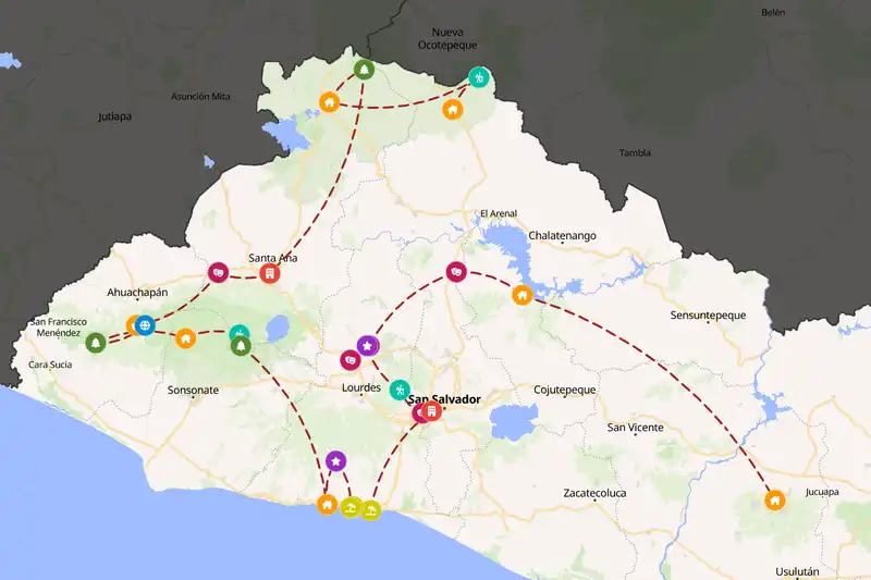 Example El Salvador itinerary planner route