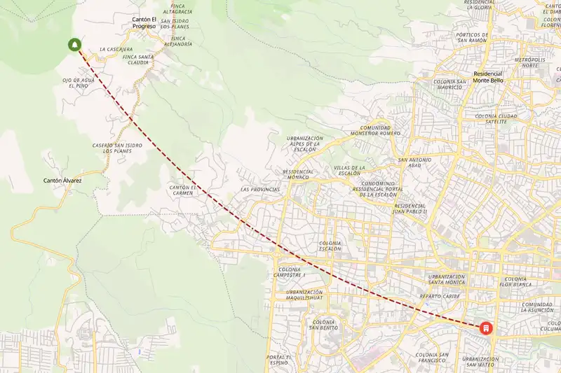Example El Salvador itinerary planner route