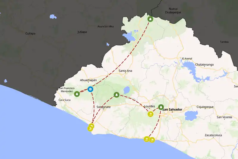 Example El Salvador itinerary planner route