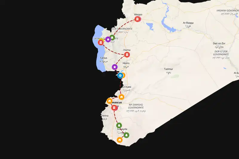 Example Syria itinerary planner route