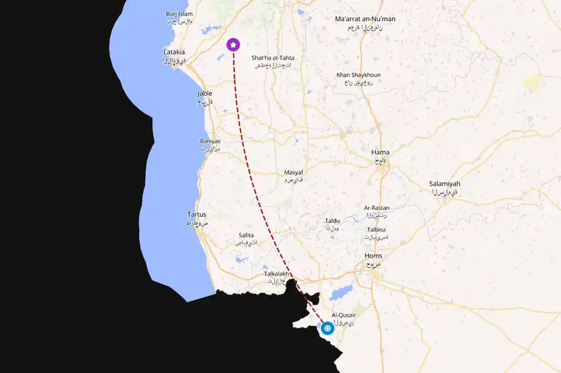 Example Syria itinerary planner route
