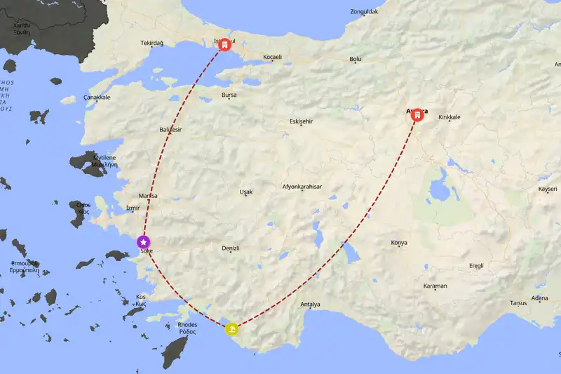 Example Türkiye itinerary planner route