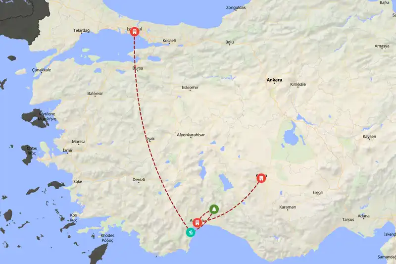 Example Türkiye itinerary planner route