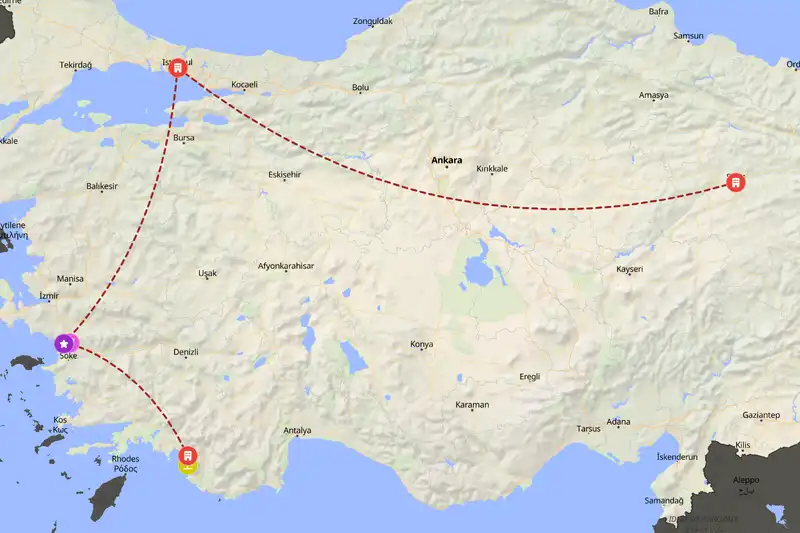 Example Türkiye itinerary planner route