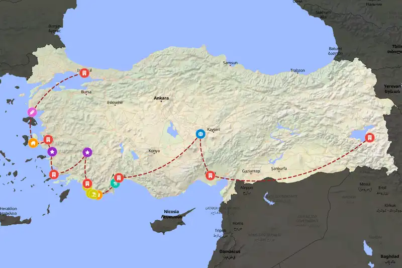 Example Türkiye itinerary planner route