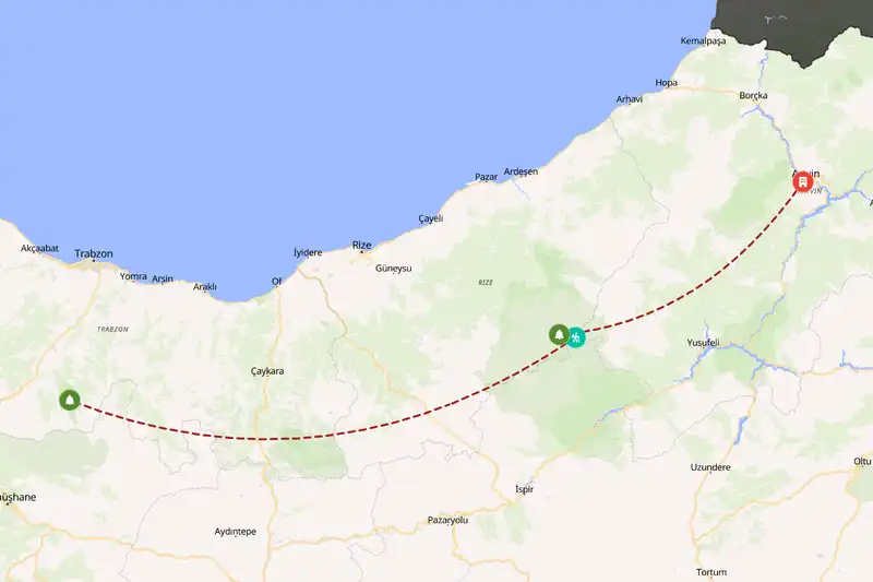 Example Türkiye itinerary planner route