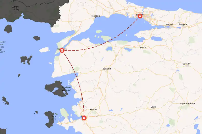 Example Türkiye itinerary planner route
