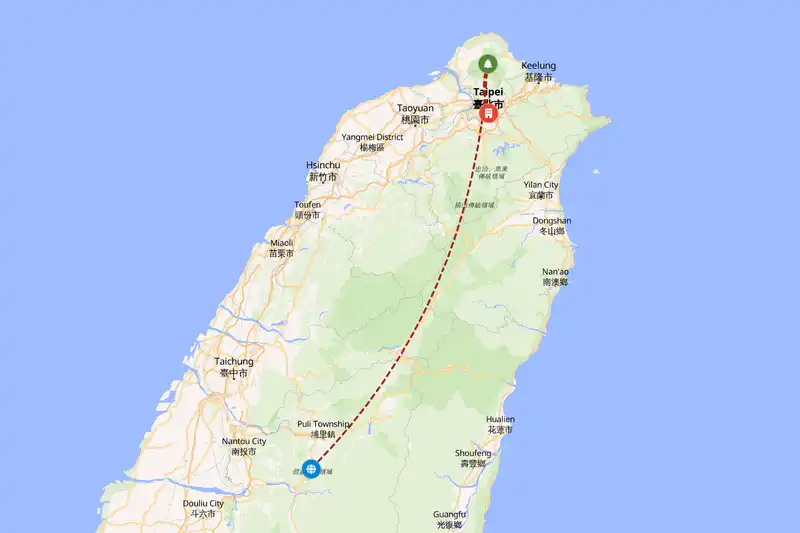 Example Taiwan itinerary planner route