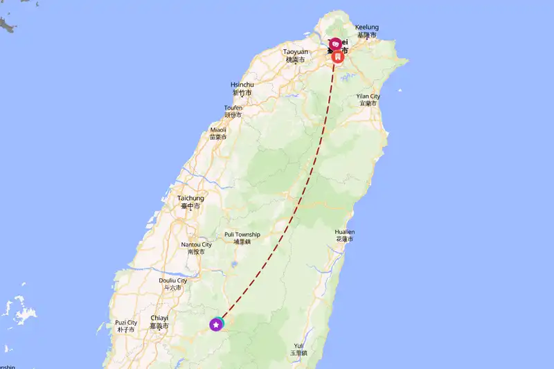 Example Taiwan itinerary planner route