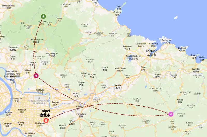 Example Taiwan itinerary planner route