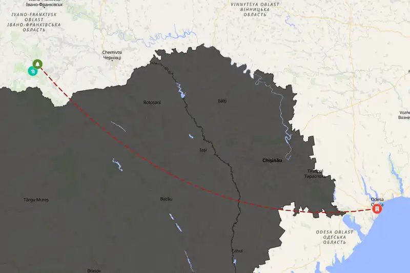 Example Ukraine itinerary planner route