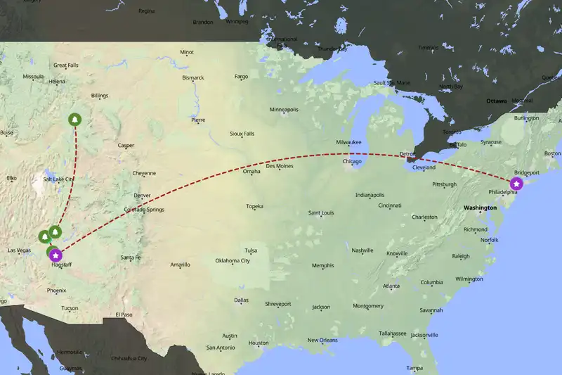 Example United States itinerary planner route