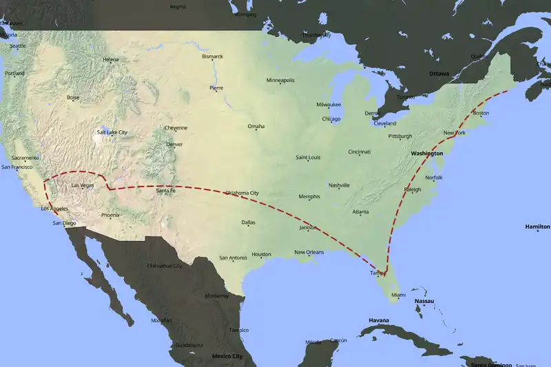 Example United States itinerary planner route