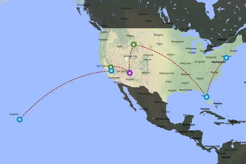 Example United States itinerary planner route
