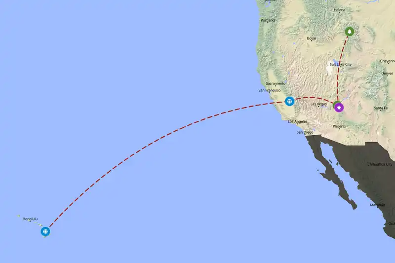 Example United States itinerary planner route