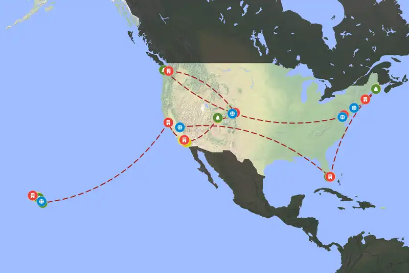 Example United States itinerary planner route