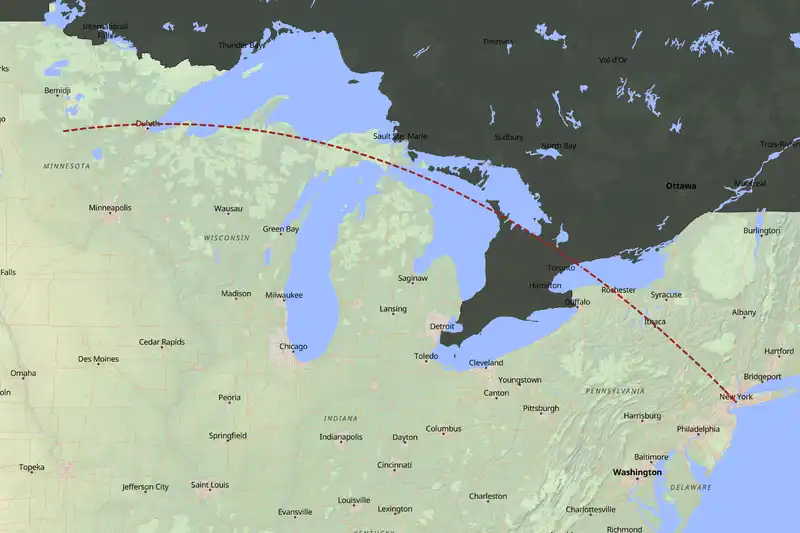 Example United States itinerary planner route