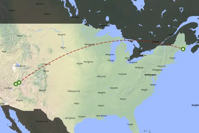 Example United States itinerary planner route