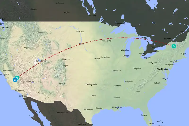 Example United States itinerary planner route