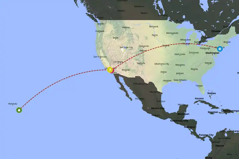 Example United States itinerary planner route