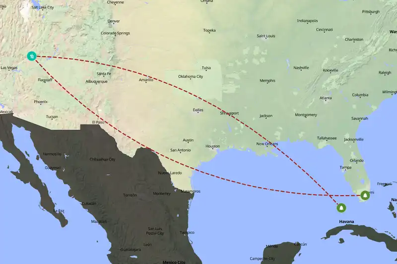 Example United States itinerary planner route