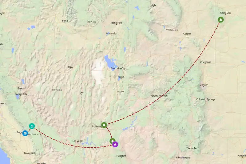 Example United States itinerary planner route