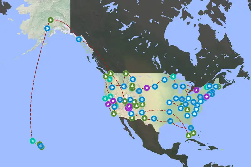 Example United States itinerary planner route