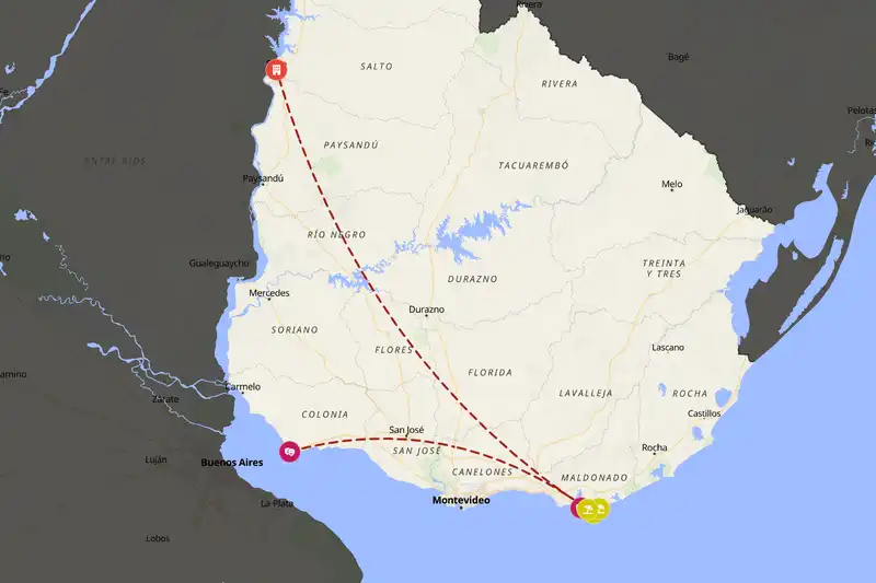 Example Uruguay itinerary planner route