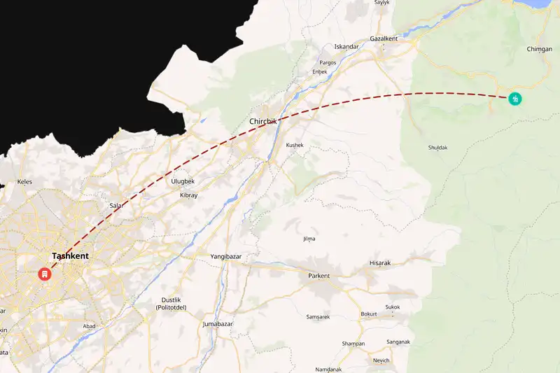 Example Uzbekistan itinerary planner route