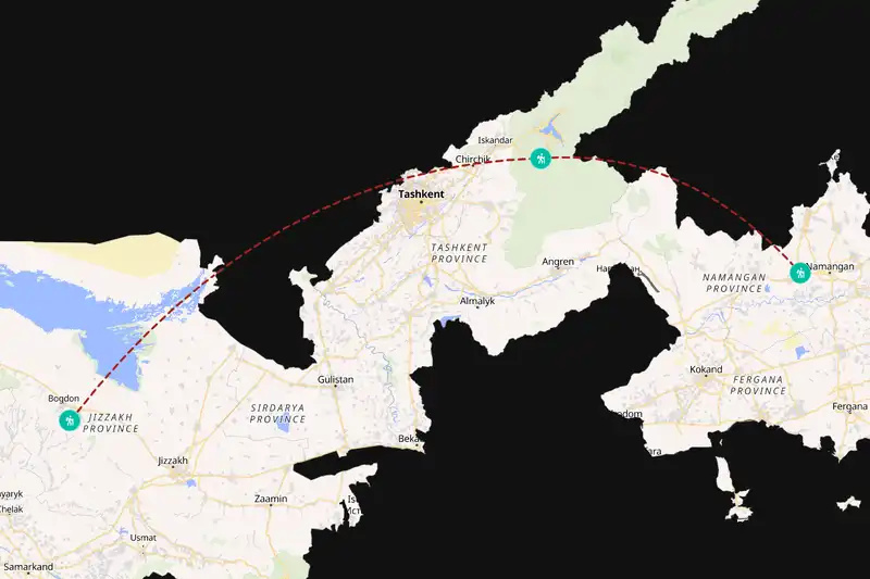 Example Uzbekistan itinerary planner route