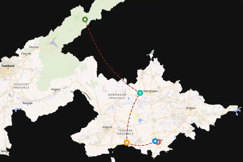 Example Uzbekistan itinerary planner route
