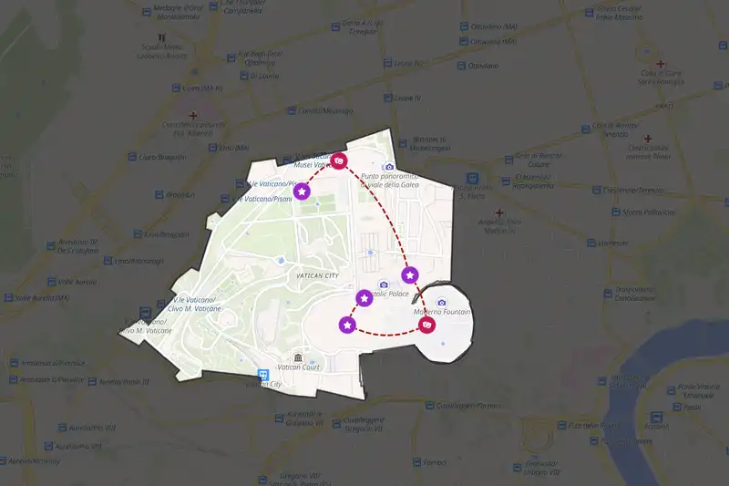 Example Vatican City State itinerary planner route