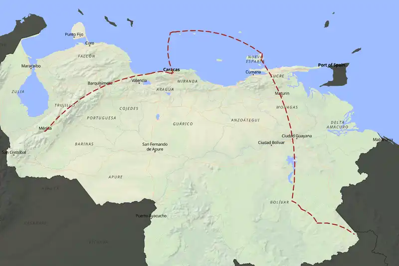 Example Venezuela itinerary planner route