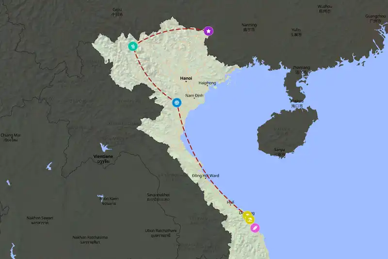 Example Vietnam itinerary planner route